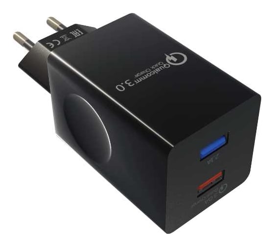 Сетевое зарядное устройство More Choice 2USB 3.0A QC3.0 быстрая зарядка NC69 Black