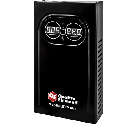 Стабилизатор напряжения настенный QUATTRO ELEMENTI Stabilia 500 W-Slim (500 ВА, 140-270 В) 917-766