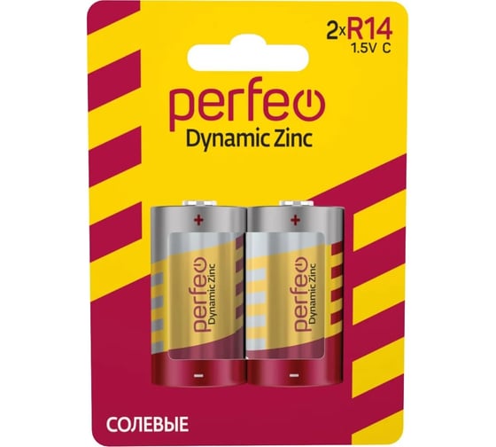 Солевые батарейки Perfeo R14, 2 шт., на блистере 30009800