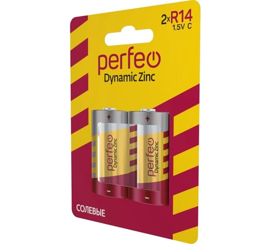 Солевые батарейки Perfeo R14, 2 шт., на блистере 30009800
