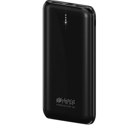 Внешний аккумулятор HIPER Li-Pol 10000 mAh QC 3A+2.4A 2xUSB 1xType-C черный RPX10000 BLACK