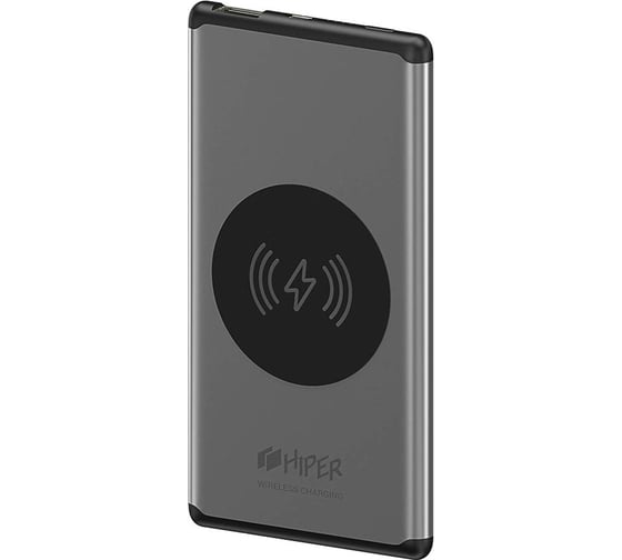 Внешний аккумулятор HIPER с беспроводной зарядкой Li-Pol 5000 mAh QI 5W 2.4A NANO V SILVER