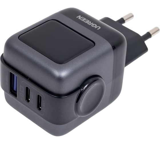 Сетевое зарядное устройство UGREEN Nexode Robot 65Вт 2xUSB-C, 1xUSB-A, GaN, цвет серый космос 25685B