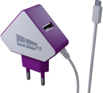 Сетевое зарядное устройство More Choice 2USB 1.5A для micro USB со встроенным кабелем NC42m White Purple