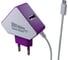 Сетевое зарядное устройство More Choice 2USB 1.5A для micro USB со встроенным кабелем NC42m White Purple 1