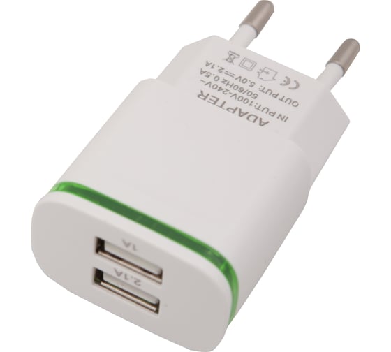 Коннектор USB автомобильный на 2 разъема в индивидуальной упаковке Mobylos 30025/БЕЛЫЙ
