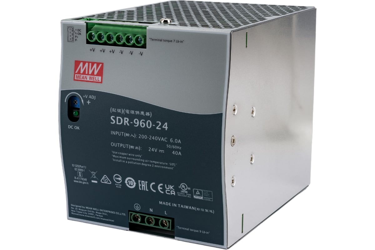 Источник питания Mean Well AC/DC SDR-960-24 Т02150236 - выгодная цена,  отзывы, характеристики, фото - купить в Москве и РФ