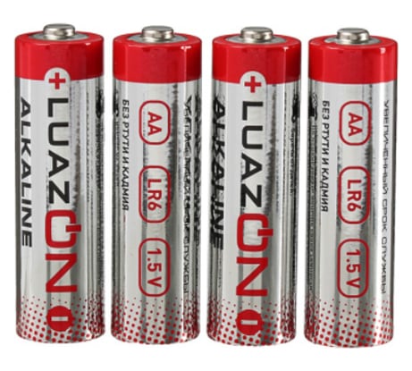 Алкалиновая батарейка Luazon AA, LR6, спайка, 4 штуки 1647489
