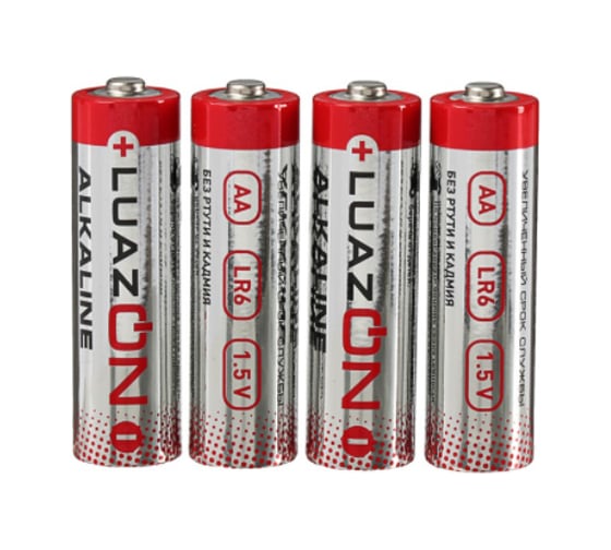 Алкалиновая батарейка Luazon AA, LR6, спайка, 4 штуки 1647489 1