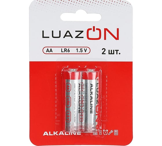 Алкалиновая батарейка Luazon АА, LR6, блистер, 2 штуки 3005549