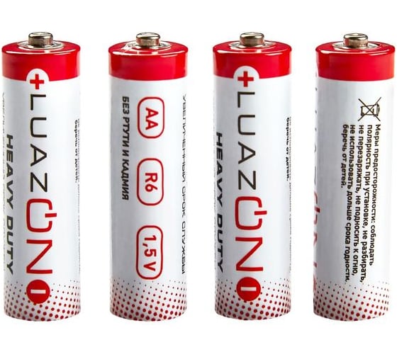 Солевая батарейка Luazon Heavy Duty, AA, R6, спайка, 4 штуки 1740935