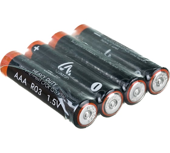 Солевая батарейка Luazon Heavy Duty, AAA, R03, спайка, 4 штуки 1740934