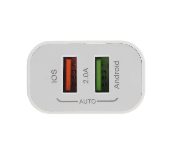 Сетевое зарядное устройство Luazon 2 USB, 2 A, кабель Lightning, белое 4598424