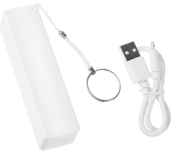 Внешний аккумулятор Luazon 2200 мАч, USB, 1 А, крепление кольцо, белый 4311088