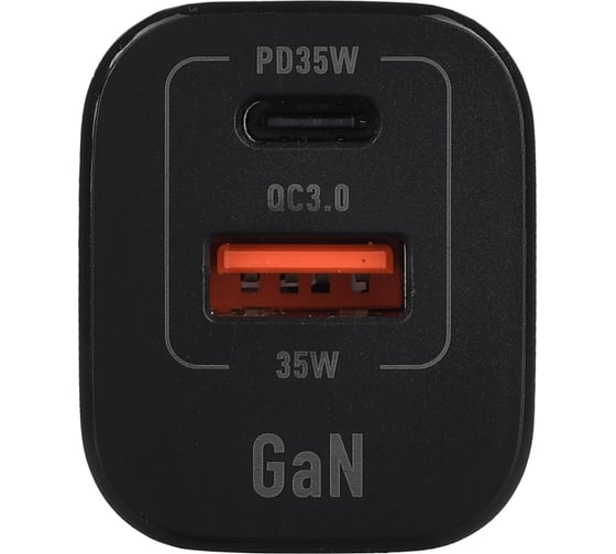 Сетевое З/У GoPower GPQC09 1USB+1Type-C 35W QC3.0 GAN черный 00-00028403