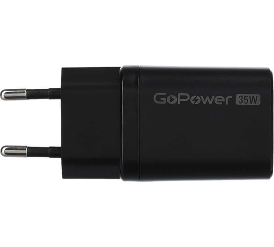 Сетевое З/У GoPower GPQC09 1USB+1Type-C 35W QC3.0 GAN черный 00-00028403