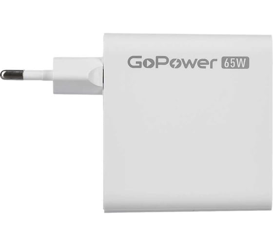 Сетевое З/У GoPower GPQC10 1USB+2Type-C 65W QC3.0 GAN белый 00-00028405