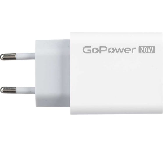 Сетевое З/У GoPower GPQC08 1USB+1Type-C 20W QC3.0 белый 00-00028401