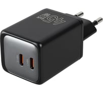 Сетевое зарядное устройство TFN GAN C+C 45W Dual, без кабеля, black TFN-WC-CC-45W-BK