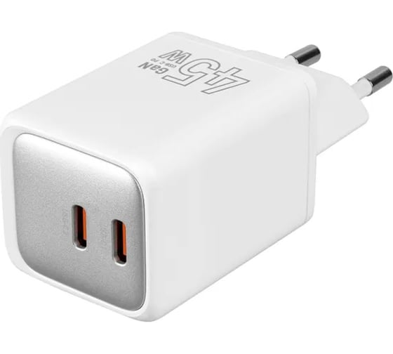 Сетевое зарядное устройство TFN GAN C+C 45W Dual, без кабеля, white TFN-WC-CC-45W-WH 1