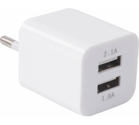 Зарядное устройство SONNEN сетевое 220В 2 порта USB выходной ток 2.1А белое 454797