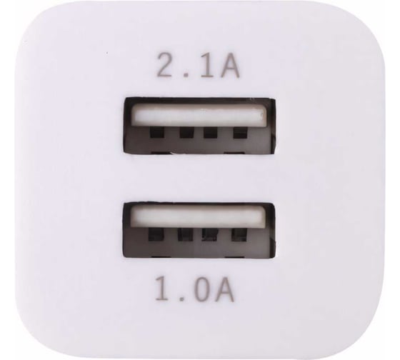 Зарядное устройство SONNEN сетевое 220В 2 порта USB выходной ток 2.1А белое 454797