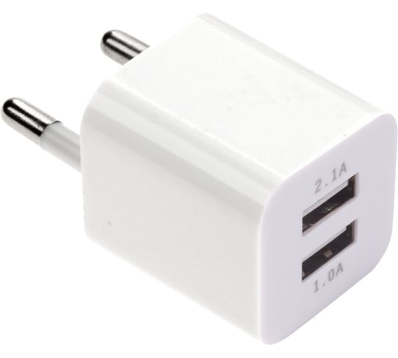 Зарядное устройство SONNEN сетевое 220В 2 порта USB выходной ток 2.1А белое 454797