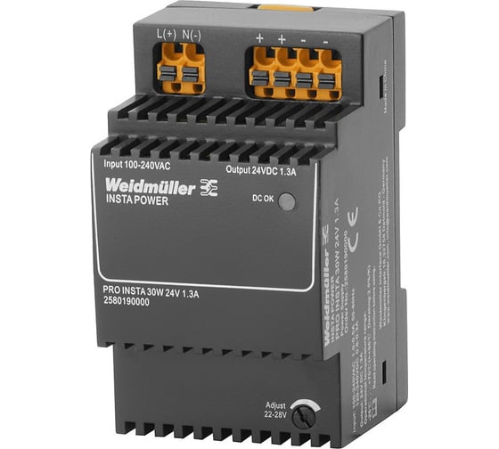 Однофазный импульсный источник питания Weidmuller PRO INSTA 30W 24V 1.3A 2580190000 1