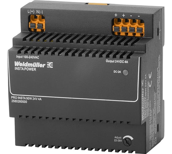 Однофазный импульсный источник питания Weidmuller PRO INSTA 96W 24V 4A 2580260000