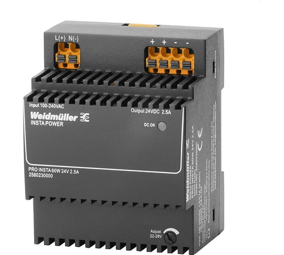 Однофазный импульсный источник питания Weidmuller PRO INSTA 60W 24V 2.5A 2580230000 1