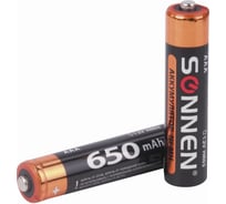 Аккумуляторные батарейки SONNEN AAA HR03 Ni-Mh 650mAh 2шт в блистере 454236