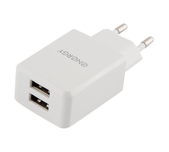 Сетевое зарядное устройство Energy ET-08 2 USB разъема цвет - белый 006293 1