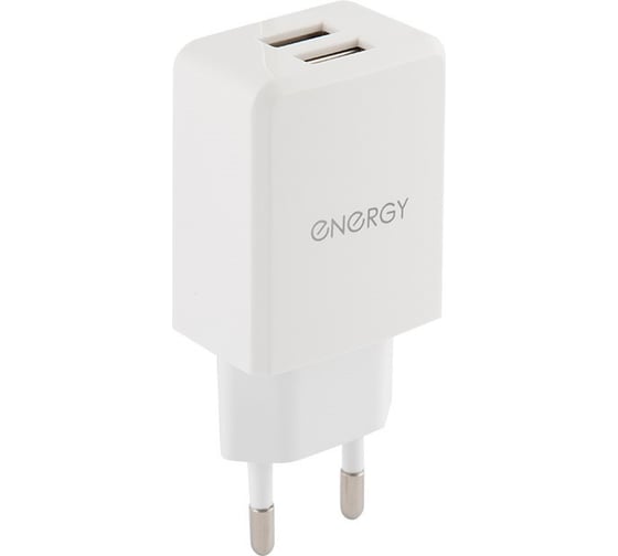 Сетевое зарядное устройство Energy ET-08 2 USB разъема цвет - белый 006293