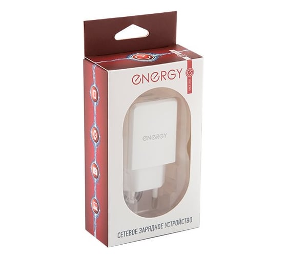Сетевое зарядное устройство Energy ET-08 2 USB разъема цвет - белый 006293