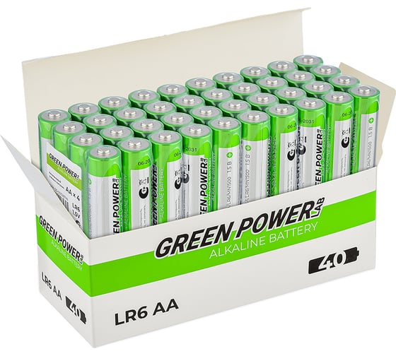 Батарейка Powerlab GREEN LR6 AA BOX40 Alkaline 1.5V 00-00028749 1