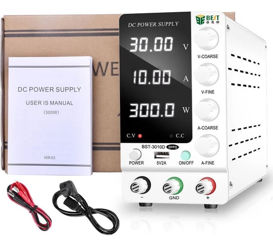 Лабораторный источник питания BestTool BST-3010D 30В, 10А, 300Вт, 1 канал 145810