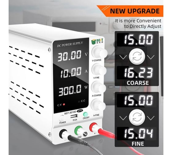 Лабораторный источник питания BestTool BST-3010D 30В, 10А, 300Вт, 1 канал 145810