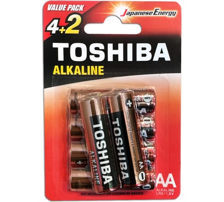 Элемент питания алкалиновый Toshiba LR6 RED 6/card 3455