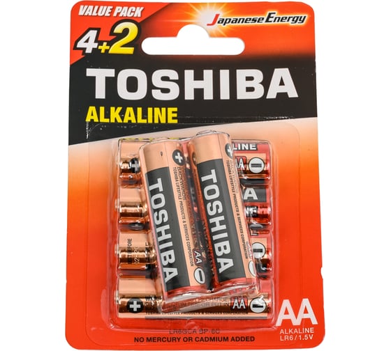 Элемент питания алкалиновый Toshiba LR6 RED 6/card 3455