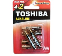 Элемент питания алкалиновый Toshiba LR03 RED 6/card 4455