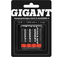 Аккумуляторы Gigant размера ААA, емкостью 1000 мАч - 4шт. G-AAA1000-4