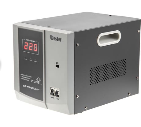 Стабилизатор напряжения WESTER STW5000NP 5 000 ВА цифровой, однофазный, 220В, вх.:140-260В 534353