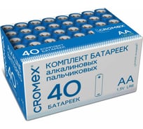 Батарейки алкалиновые ОФИСМАГ "пальчиковые" КОМПЛЕКТ 40 шт, CROMEX Alkaline, АА(LR6,15А) в коробке, 455594