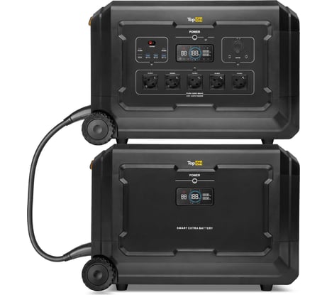 Портативная электростанция TopOn 10 кВч LFP 5000 Вт, 5 розеток 220 В, авторозетка 12 В, Anderson, 2 DC, 2 Type-C, 4 USB, Bluetooth TOP-X5000S