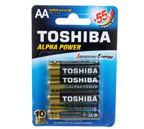 Алкалиновый элемент питания Toshiba LR6 ALPHA POWER 4/card 3456