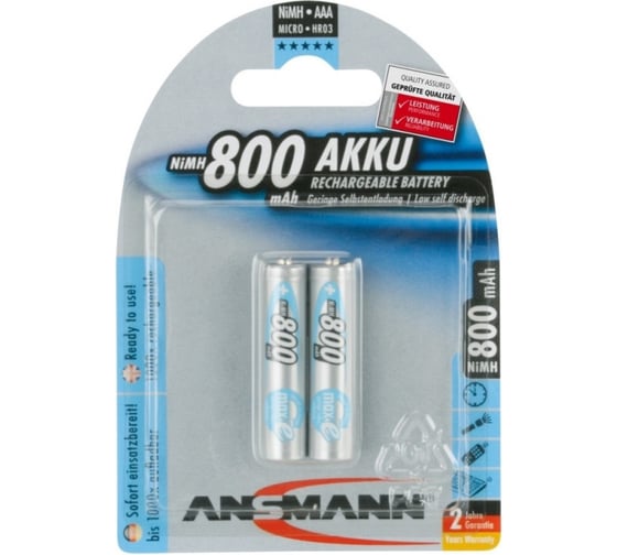 Аккумулятор ANSMANN 5030982 maxE 800мАч AAA BL2 9259