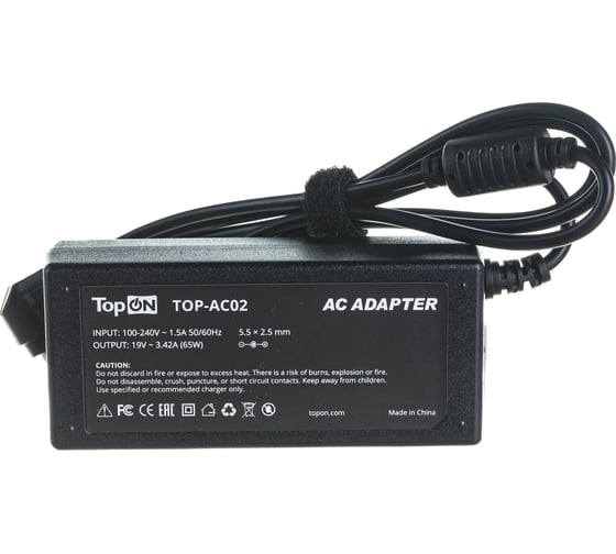 Блок питания для ноутбука Asus TopON 19V 3.42A 5.5x2.5 65W PA-1650-02 TOP-AC02