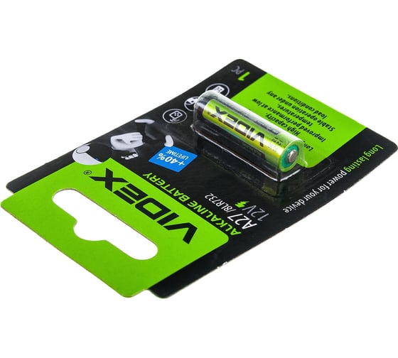 Элемент питания VIDEX, A27/ GP27A/ MN27/ L828/ 27A/ V27A/ A27BP/ G27A/ 8LR732, 1 шт в блистере VID-A27-1BL