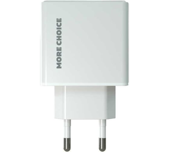 Сетевое зарядное устройство More Choice 1USB+1USB-C 3.0A PD 20W+QC3.0 быстрая зарядка для Lightning 8-pin Type-C NC61i White