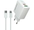 Сетевое зарядное устройство More Choice 1USB+1USB-C 3.0A PD 20W+QC3.0 быстрая зарядка для Lightning 8-pin Type-C NC61i White 1